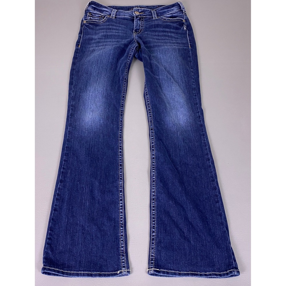 Silver Jeans Co Suki Mid Boot Women's Size 31x33 Blue Dark Wash Bootcut Denim